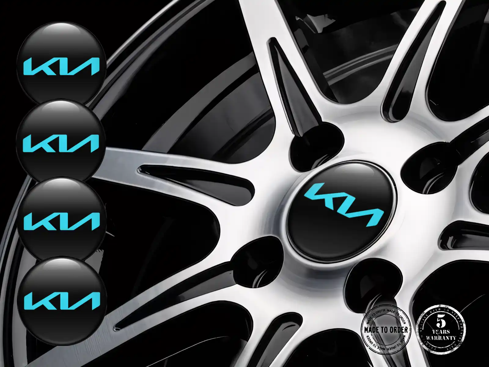 KIA Dome Decals Style Custom Wheel Badges